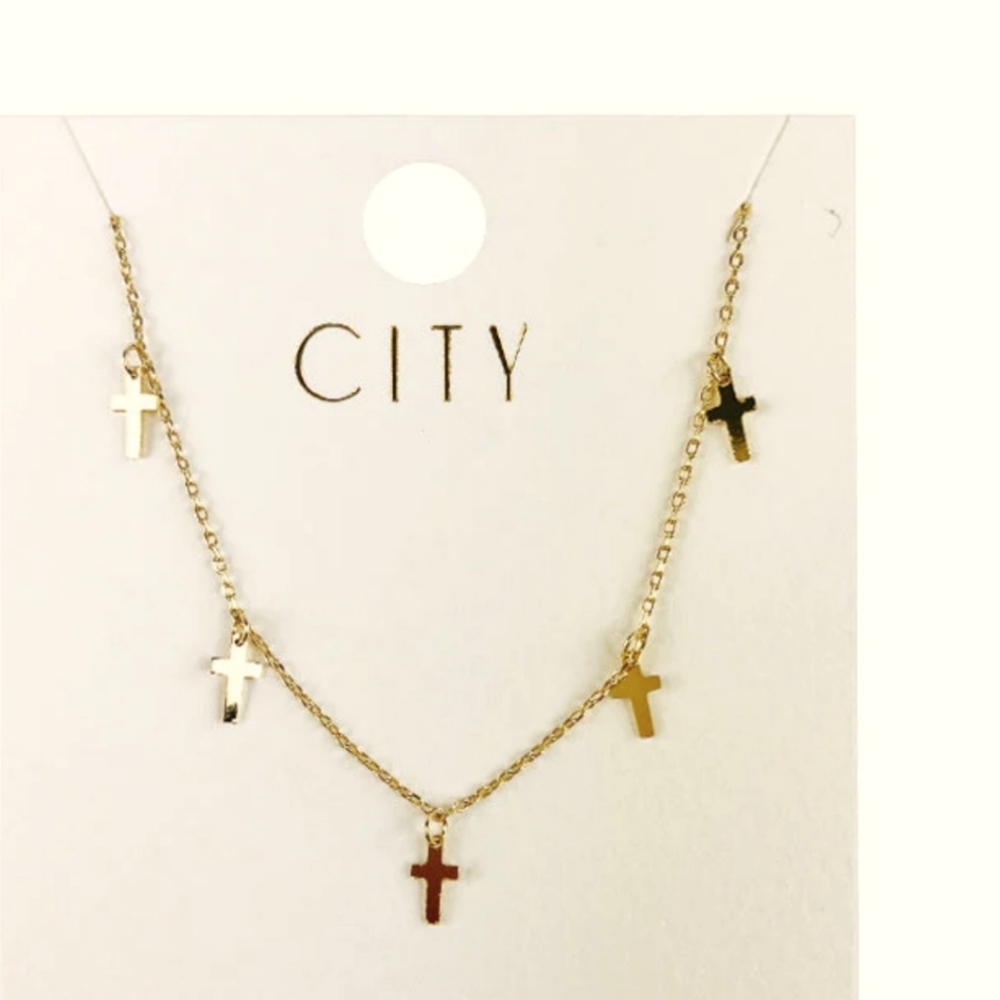 Cross Gold Dip Necklace